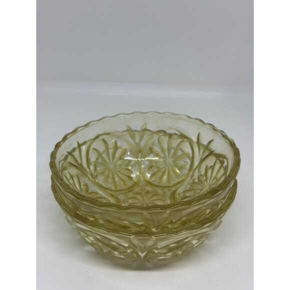 Vintage Amber Cut Glass Bowl - 4.5" Starlight Design Condiment Dish - Picture 7 of 7